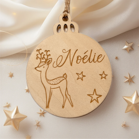 Boule de Noël en bois personnalisable - Cerf