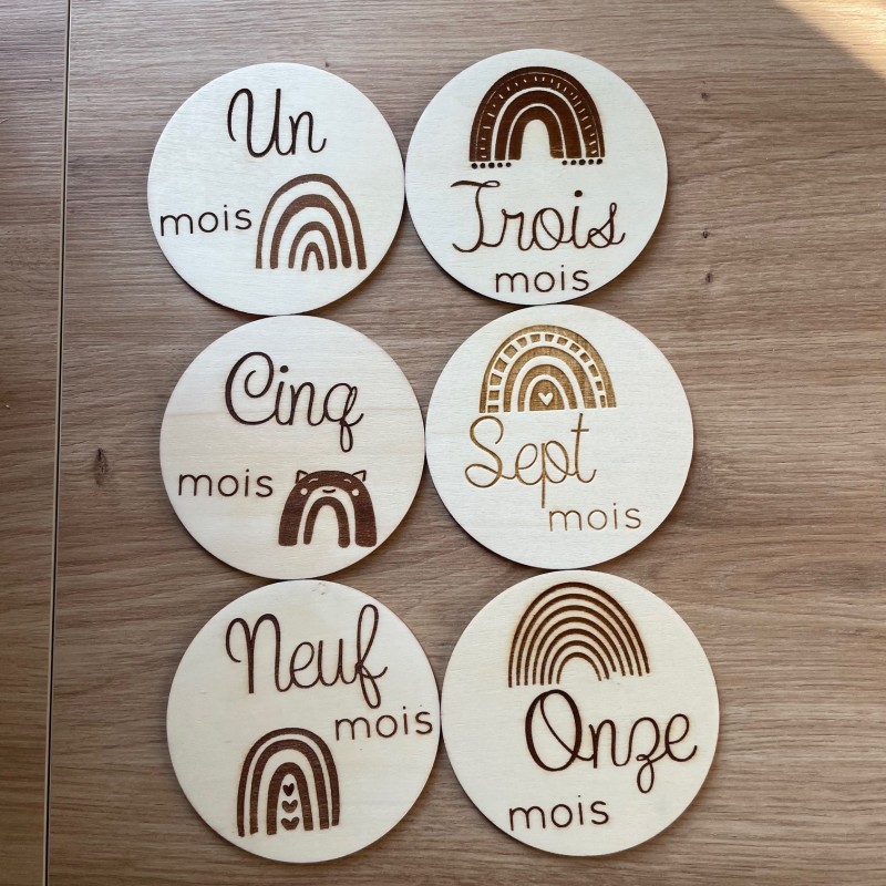 Cartes étapes en Bois - Arc en Ciel
