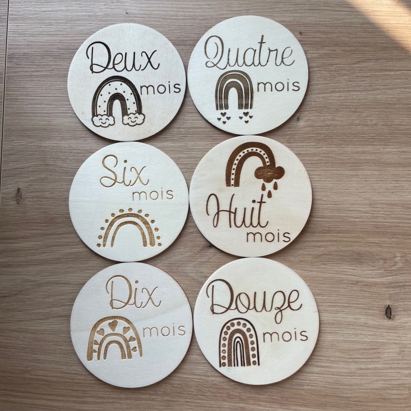 Cartes étapes en Bois - Arc en Ciel