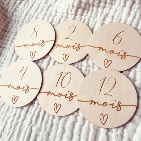 Cartes étapes en Bois - 1ère année - Cœur