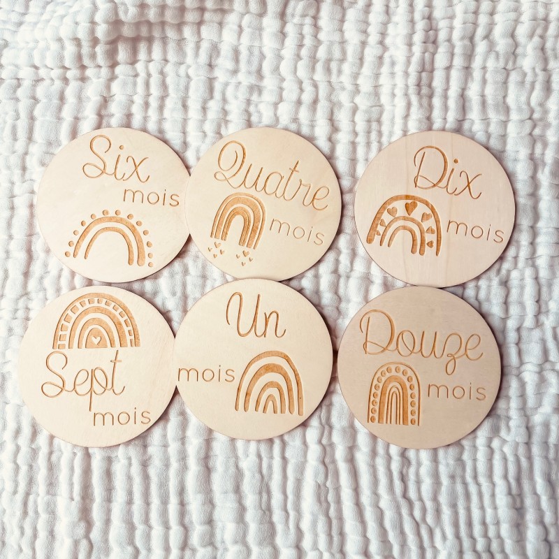 Cartes étapes en Bois - Arc en Ciel