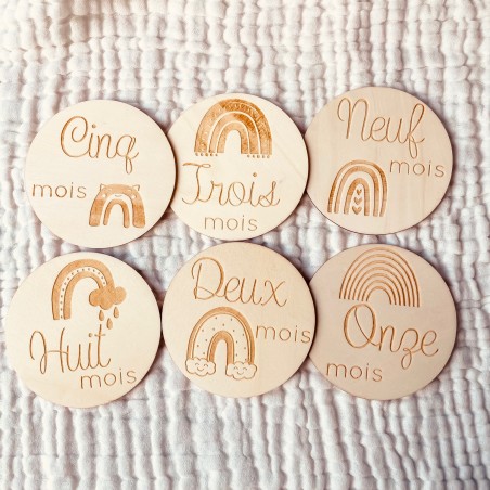 Cartes étapes en Bois - Arc en Ciel