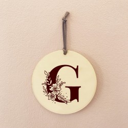 Médaillon en Bois - Lettre Fleurie