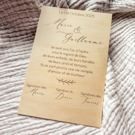 Certificat d'Union / Mariage