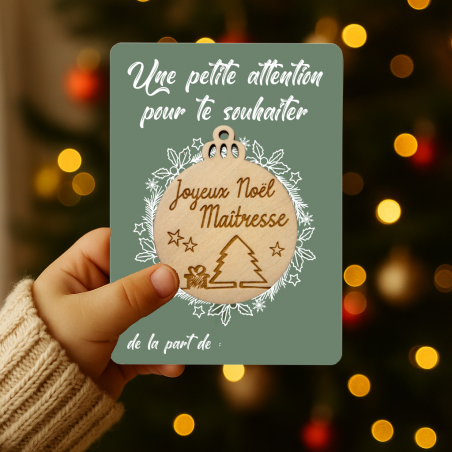 Carte Boule Maîtresse – Cadeau Noël original pour enseignante 🎄