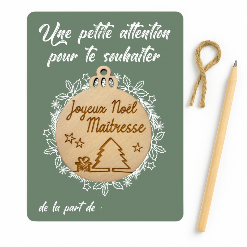 Carte Boule Maîtresse – Cadeau Noël original pour enseignante 🎄