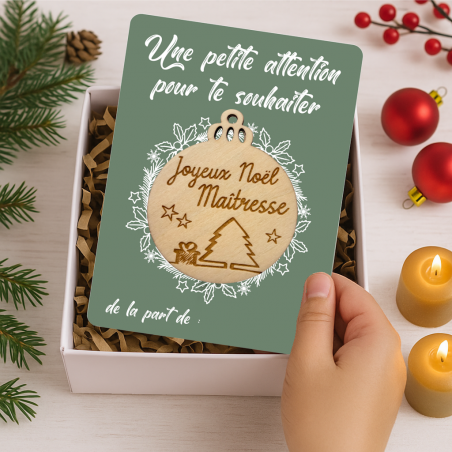 Carte Boule Maîtresse – Cadeau Noël original pour enseignante 🎄
