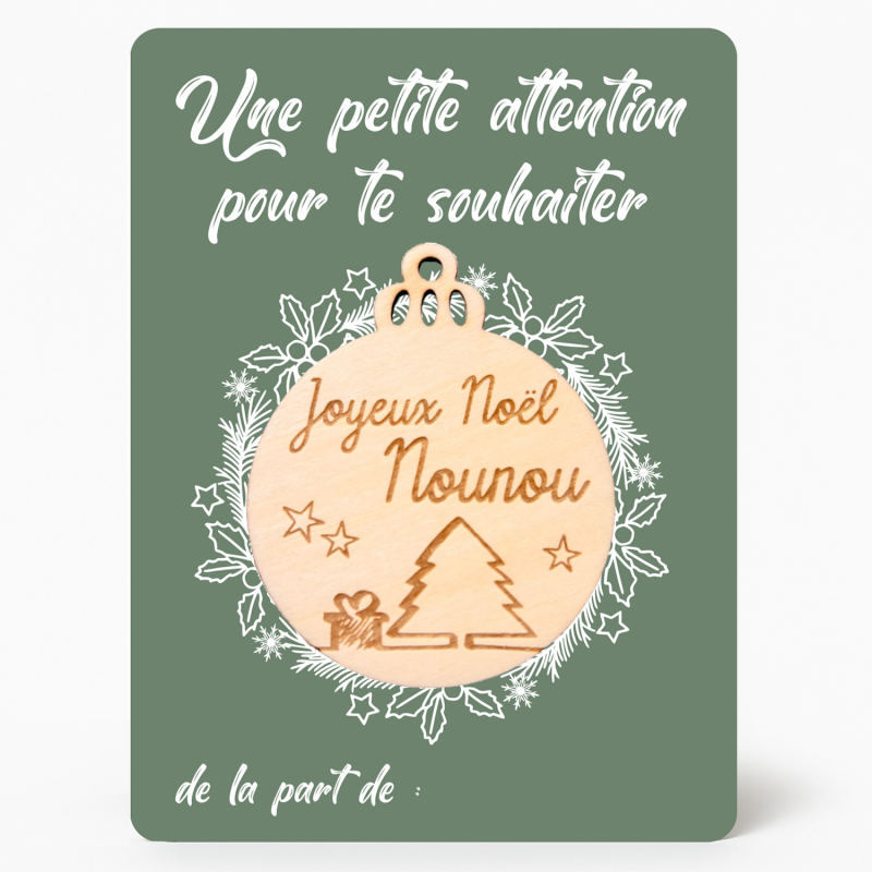 Carte Boule Nounou – Cadeau Noël pour assistante maternelle 🎄