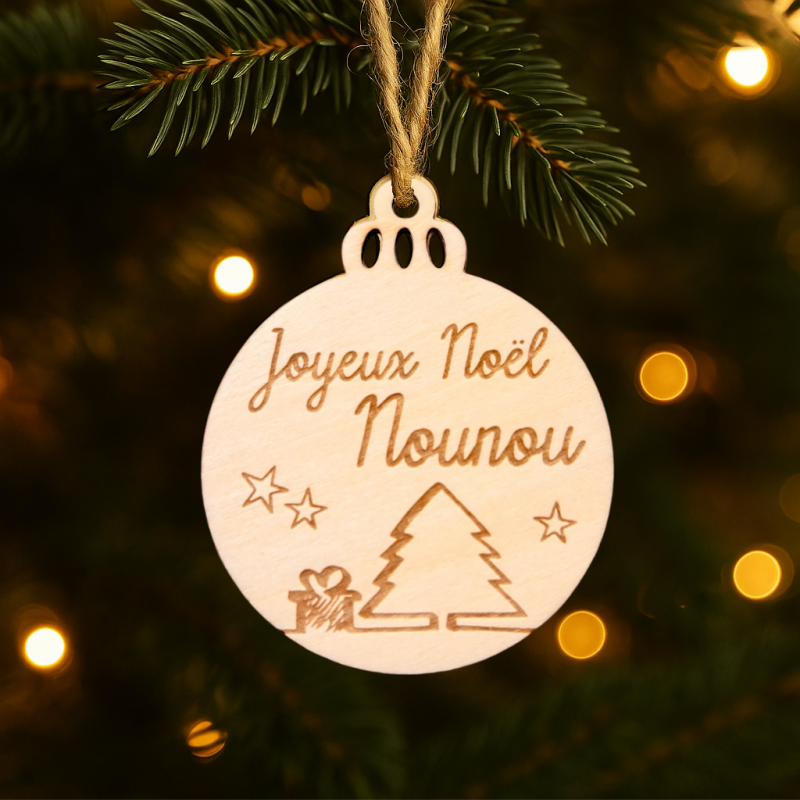 Carte Boule Nounou – Cadeau Noël pour assistante maternelle 🎄