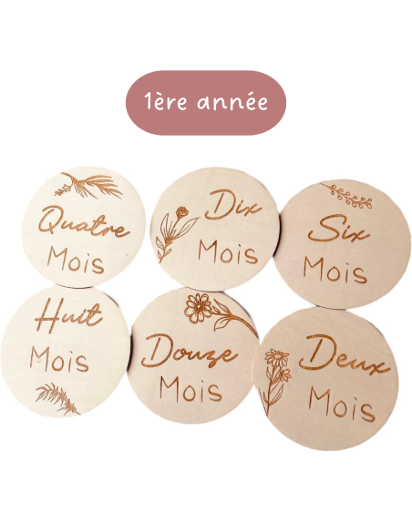 Cartes étapes en Bois - 1ère année - Florale