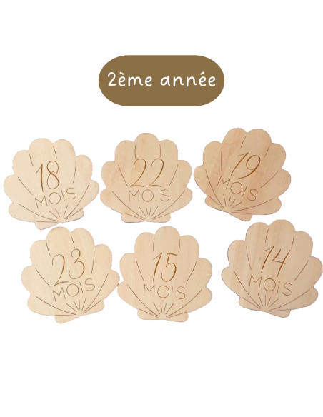 Cartes étapes en Bois - 2ème année - Coquillage